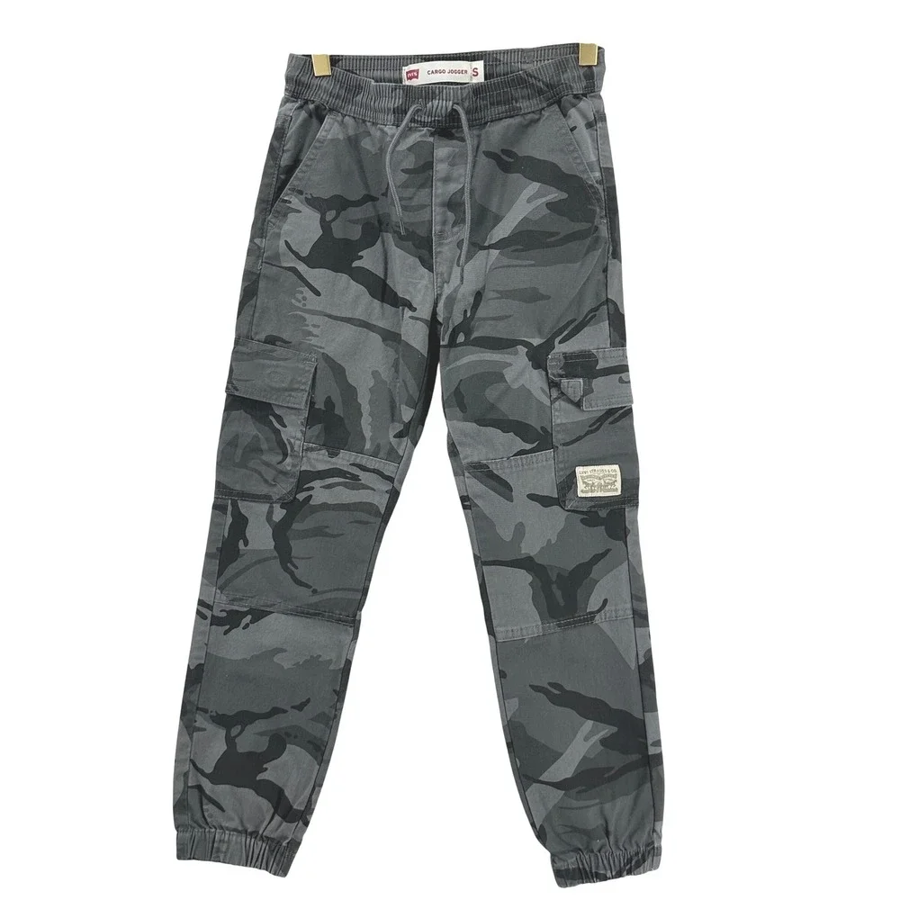 Levi's Cargo Joggers‎ Kids S 8-10 Grey Camo Excellent 2 Pack Bundle Drawstring